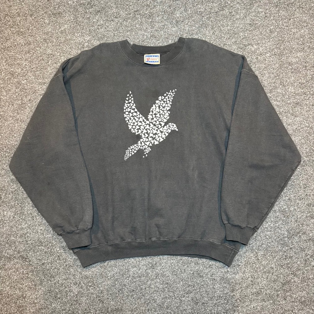 Vintage Hanes Ultimate Cotton Sweatshirt XL Black Dove Graphic Heavyweight